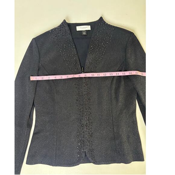St. John Dress & Jacket Set Sz 6 Black Embellished Knit Evening Outfit - Picture 11 of 16